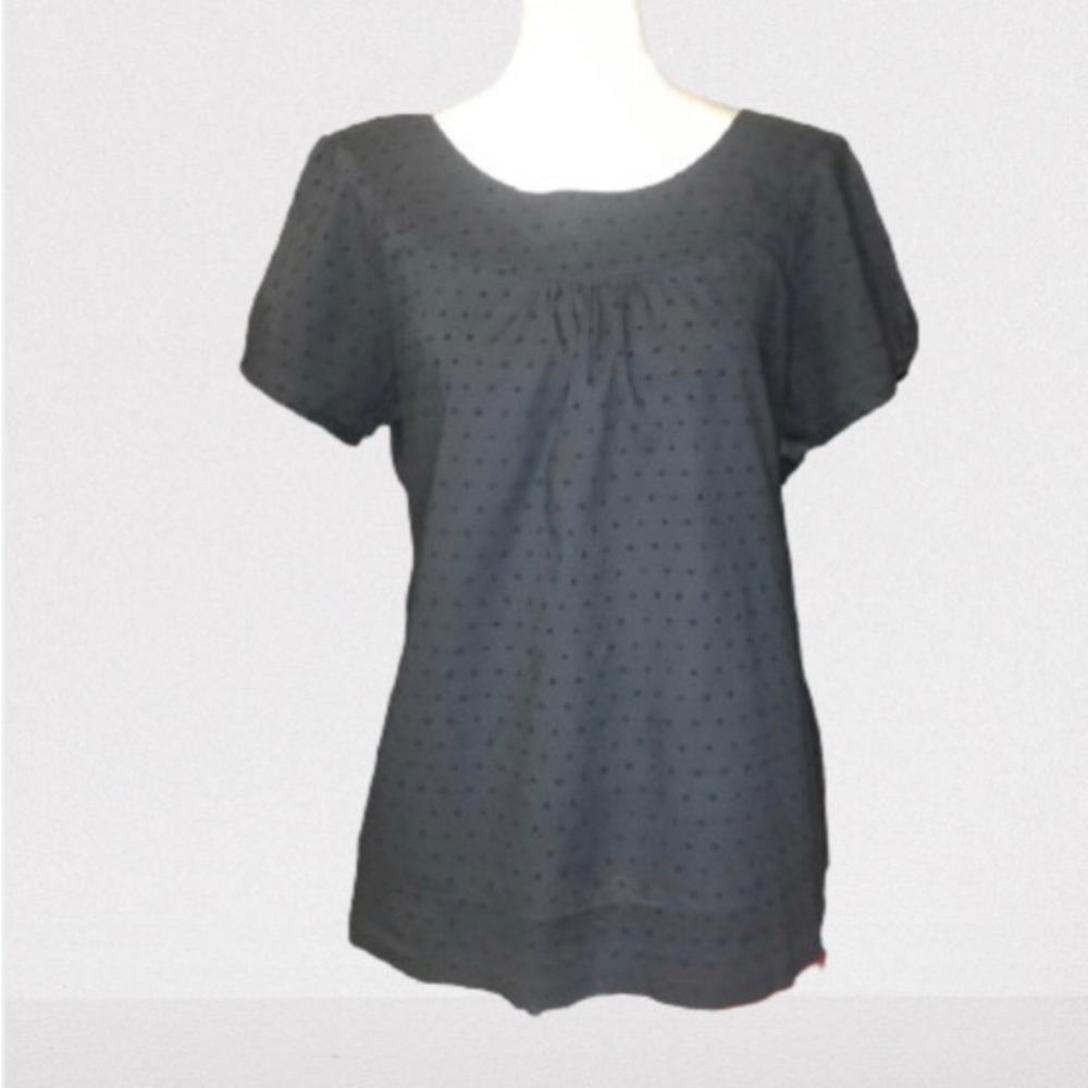 Wrangler Swiss Dot Cotton Blouse in Charcoal Gray Size Medium